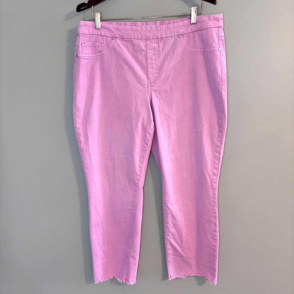 Tribal Jeans Audrey Mid-Rise Straight Crop Pants Women 16 Pink Bubblegum Stretch
